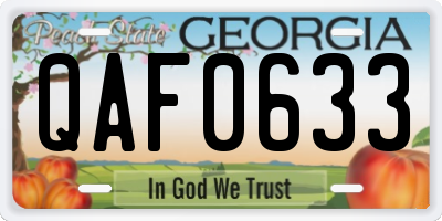 GA license plate QAF0633