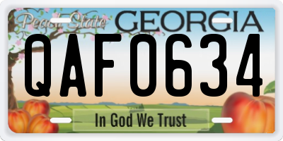GA license plate QAF0634