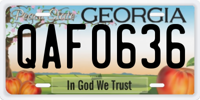 GA license plate QAF0636