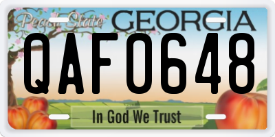GA license plate QAF0648