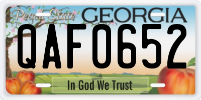 GA license plate QAF0652