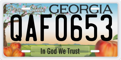 GA license plate QAF0653