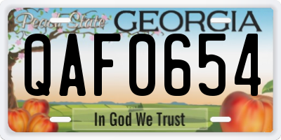 GA license plate QAF0654