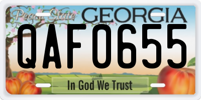 GA license plate QAF0655