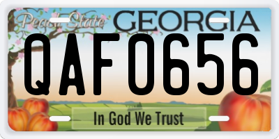 GA license plate QAF0656
