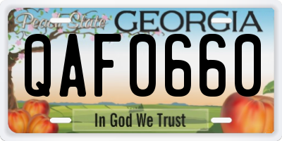 GA license plate QAF0660