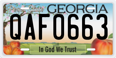 GA license plate QAF0663