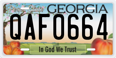 GA license plate QAF0664