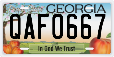 GA license plate QAF0667