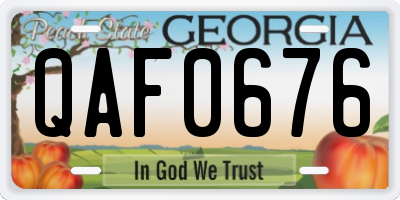 GA license plate QAF0676