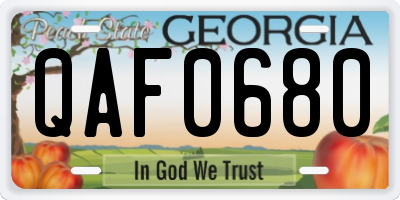 GA license plate QAF0680