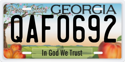 GA license plate QAF0692