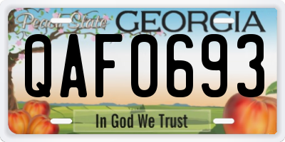 GA license plate QAF0693