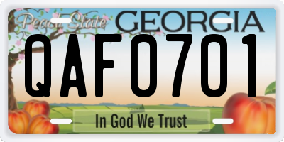 GA license plate QAF0701