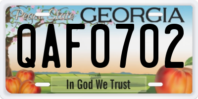 GA license plate QAF0702