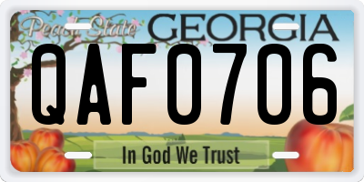 GA license plate QAF0706