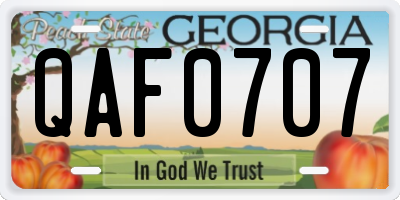 GA license plate QAF0707
