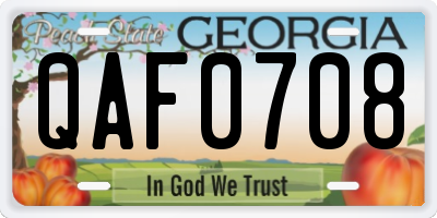 GA license plate QAF0708