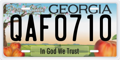 GA license plate QAF0710