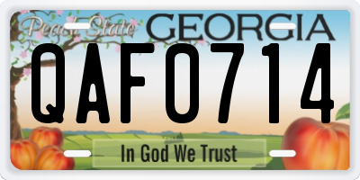 GA license plate QAF0714