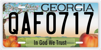 GA license plate QAF0717