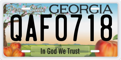 GA license plate QAF0718