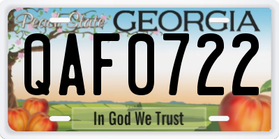 GA license plate QAF0722