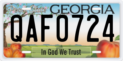 GA license plate QAF0724