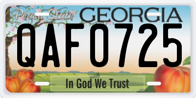 GA license plate QAF0725