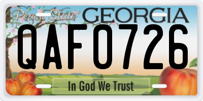 GA license plate QAF0726