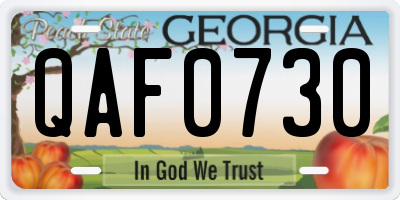 GA license plate QAF0730