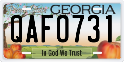 GA license plate QAF0731
