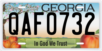 GA license plate QAF0732