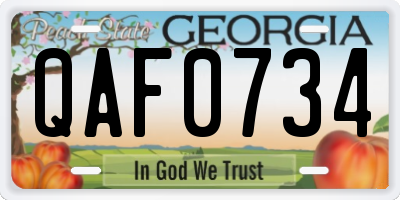 GA license plate QAF0734