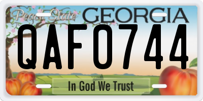GA license plate QAF0744