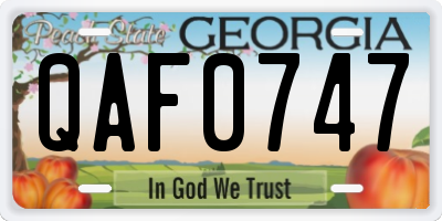 GA license plate QAF0747