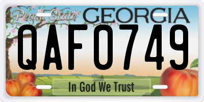 GA license plate QAF0749