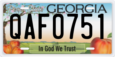 GA license plate QAF0751