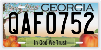 GA license plate QAF0752
