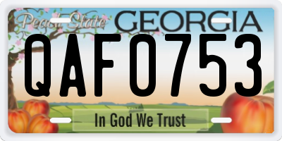 GA license plate QAF0753