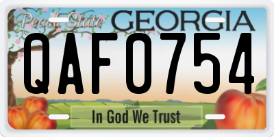 GA license plate QAF0754