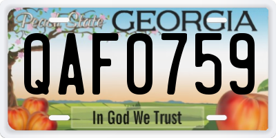GA license plate QAF0759