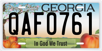 GA license plate QAF0761