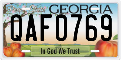 GA license plate QAF0769
