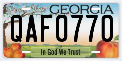 GA license plate QAF0770