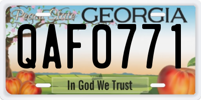GA license plate QAF0771