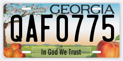 GA license plate QAF0775