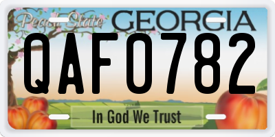 GA license plate QAF0782