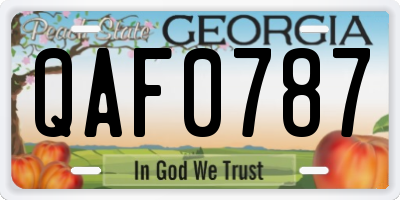 GA license plate QAF0787