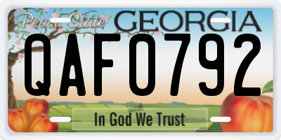 GA license plate QAF0792